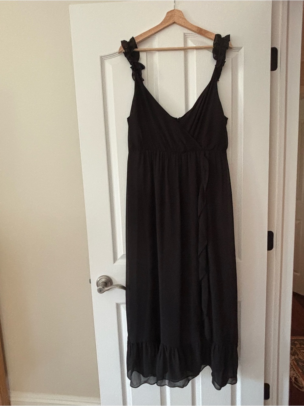 Madewell Black Ruffle-Strap Maxi Dress